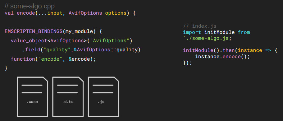 Code snippet of WASM
usage