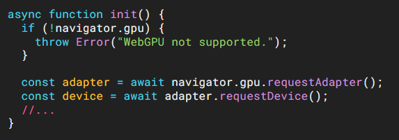 Code Snippet of webGPU
usage